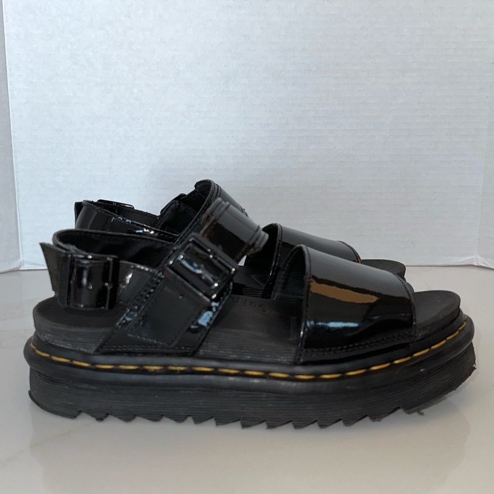 Dr. Martens VOSS Patent Leather Strap Sandals in Black Lampe - Picture 12 of 16